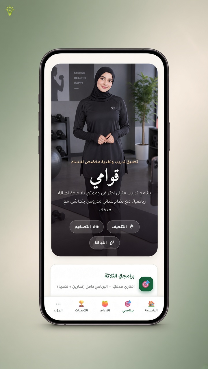 قوامي — الشاشة الرئيسية